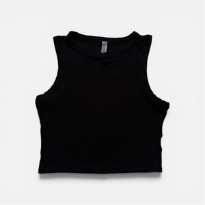Bluesteel Black Ribbed Fitted Crop Tank Top XS